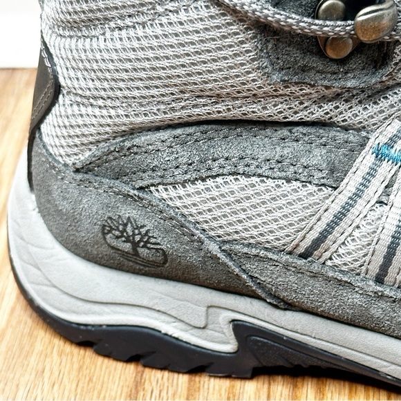 Timberland Women's Mt. Maddsen Mid Waterproof Hiking Boots sz 8.5 Gray/Blue - Picture 3 of 9